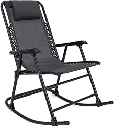 Mecedoras Plegables 107x95x66cm, Sillas Mecedoras Plegables con Bloqueo para Exterior Patio Negro (1 Unidad, Mecedora Negro) precio
