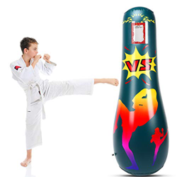 MoKo Saco de Boxeo Inflable con Base de Vaso, 165 cm Bolsa de Boxeo de Pie Independiente de PVC para Adultos Niños, Boxeo Hinchable para Practicar Kar características