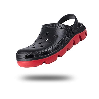 Zuecos Sanitarios Hombre Mujer Chanclas Piscina Playa Zapatos Enfermera Sandalias Goma Ducha Trabajo Zapatillas de Casa Antideslizante Negro-1 41 EU