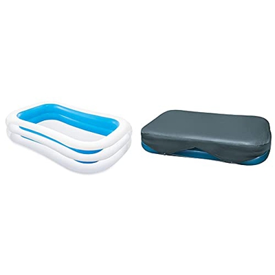 Intex 56483Np Piscina Hinchable Rectangular 262 X 175 X 56 Cm, 770 litros (Colores Surtidos), 1 Unidad + 58412Np Cobertor Rectangular Piscina 305 X 18