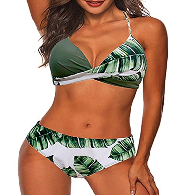 Joligiao Bikinis Mujer Push Up con Relleno en V Bikini Sujetador Conjunto Traje de Baño Acolchado Bikini Sets Bañador Ropa de Dos Piezas para Playa