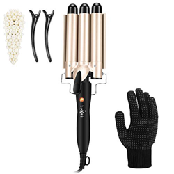 Rizador de 3 Tubos Rizador Rápido, Rizador de Pelo, ,Temperaturas Ajustable 180℃/210℃ para Rizar y Ondas un Efecto Ondulado, pelo profesional de cerám características