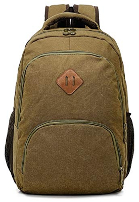 Eleccio Bella Mochila de Lona Vintage Unisex 26 Litros para Portátil (KHAKI)