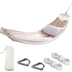Aokbean 110x59 Pulgadas Hamacas Dobles Hamacas Portátiles con Bolsa de Transporte para Exteriores, Camping, Jardines y Viajes (Crema) precio