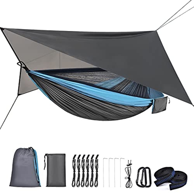 OTraki Hamaca con Mosquitera y Toldo Camping Carga 200 Kg Hamaca Camping Plegable Impermeable e Anti Mosquito Sombreado Hamaca Ultraligera para Acampa