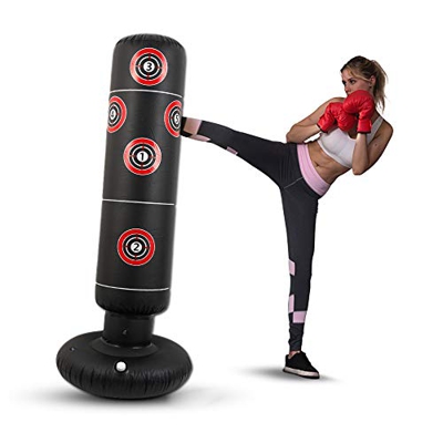 Bolsa de boxeo para adultos hinchable 160 cm, saco de boxeo para adultos con pie pesado, equipo de fitness para Muay Thai, Kickboxing Artes Marciales 