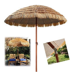 Sombrilla de Playa de Jardín de 1.8 M, Parasol de Patio Grandes, Parasole de Paja Hawaiana Al Aire Libre, Con 8 Costillas Fuertes, Color Natural, Vent en oferta