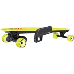 Helvei Monopatín Longboard con Motor y Batería Recargable, Dos Motores de 1800 W y Mando a Distancia - Negro/Amarillo en oferta