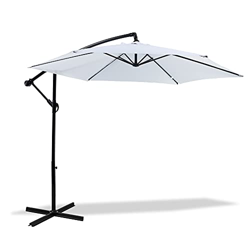 MaxxGarden – Sombrilla de jardín con brazo descalzado, diámetro 300 cm, marco lateral, color blanco precio