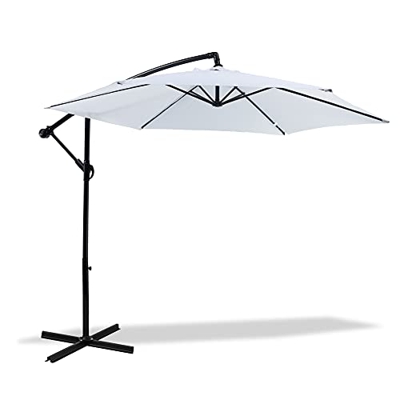 MaxxGarden – Sombrilla de jardín con brazo descalzado, diámetro 300 cm, marco lateral, color blanco