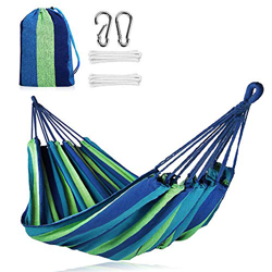 DASIAUTOEM Hamaca Portátil Camping Hamaca Ligera Hamaca de Algodón para Jardín al Aire Libre con Bolsa de Almacenamiento y Cuerdas, Carga 300 Kg Respi precio