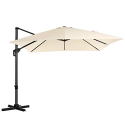 SONGMICS Parasol excéntrico, Parasol Cuadrado de jardín de 3 x 3 m, con UPF 50+, Rotación de 360°, Inclinación Ajustable, Manivela para Abrir y Cerrar precio