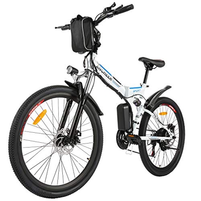 BIKFUN Bicicleta Eléctrica Plegable, 26" E-Bike para Adulto, Batería de Litio-Ion(36V, 8Ah), Motor 250W, Shimano 21 Marchas (26" Aventuras-Blanco)