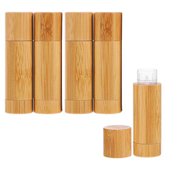 4 Piezas Tubos de Lápiz Labial Vacíos de Bambú, Envases para Lapiz Labial, Contenedor de Bálsamo Labial, Contenedores de Tubo de Bálsamo Labial DIY Re en oferta