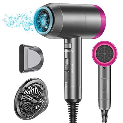 Newdora Secador profesional de 1800 W, teléfono para cabello con 1 difusor y 1 concentrador, secador de pelo profesional para uso doméstico o de viaje