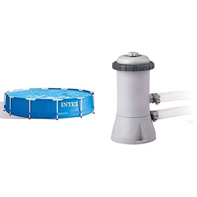 Intex Piscina Elevada Metal Frame 6503 litros, 366 X 76 Cm + 28604 Depuradora Cartucho Filtros Tipo A, 2006 L/H