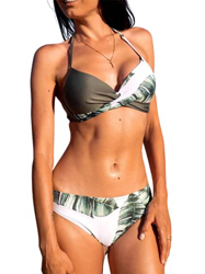 JFAN Bikini Mujer Elegante Traje de Baño Conjunto Bañador Estampado Bañador Halter Mujer Ropa de Playa Traje de Baño Bikini Sets características