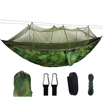 Hamaca para Acampar al Aire Libre con mosquitera Doble y Sencilla Hamacas portátiles para Exteriores para mochileros, Camping, Viajes, Playa, Patio