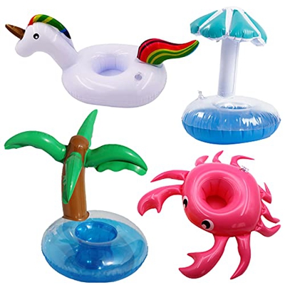 Xnuoyo Flotante Taza Soporte Set con Bomba para Piscina Hot Tub Party, Bebida Flotante Portavasos, Posavasos Hinchables para la Fiesta de la Piscina d
