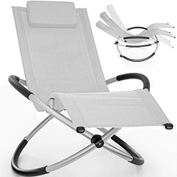 tillvex Tumbona Plegable para Playa, Jardín | Silla Mecedora para Terraza - Reclinable y Regulable | Soporta hasta 180 kg | Impermeable (Gris) características