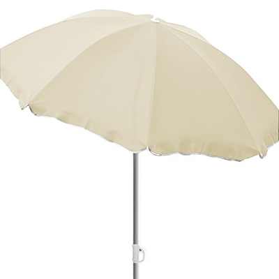 FineHome Sombrilla de playa de 2 m de diámetro, plegable, poliéster, beige, con protección UV