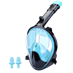 WANFEI Máscara de Buceo, 180° Máscara de Snorkel Doble Vía Aérea Panorámica Gafas Buceo de Cara Completa Gafas de Bucear Anti-Niebla y Anti-Fugas, Apo características