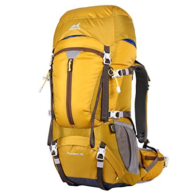 Eshow 50L Mochilas de Acampada Multifuncional Mochilas de Senderismo de Nailon Impermeable Mochilas de Montaña para Viajes de Unisex Color Amarillo