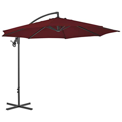 vidaXL Sombrilla Voladiza con Poste Parasol Exterior Patio Terraza Protección contra Rayos Ultravioleta Playa Piscina Toldo Acero Rojo Burdeos 300 cm precio