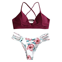 CheChury Conjunto de Bikini con Estampado de Girasol Moda Mujer 2021 brasileños Push Up Traje de bañode Dos Piezas con Encaje Trenzado características