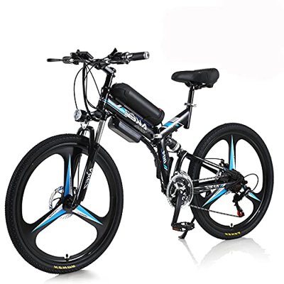 Hyuhome Bicicleta EléCtrica para Hombres y Mujeres Adultos, 26" E-Bike Plegable 250w / 350w 36v 10A 18650 BateríA Litio Bicicleta de MontañA Plegable 