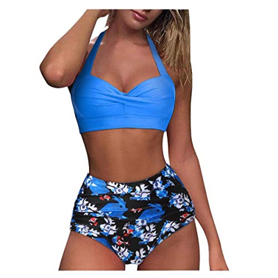 MOMOJIJI Bikini Mujer 2021 Verano, Conjunto de Bikinis para Mujer, Mujeres Braga Alta Push Up Sexy Tankini Ropa de Baño Dos Piezas, Traje de baño con 