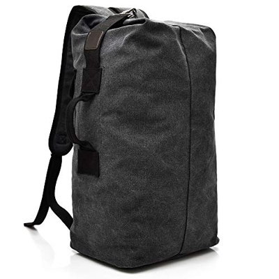 SPAHER Mochilas de Marcha Hombre Acampada Bolsa de Lona Mujer Senderismo Mochila Bolso de Viaje Trekking Camping Deporte al Aire Libre 35L Negro