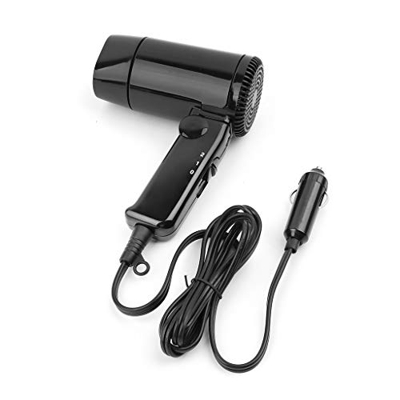 ruiruiNIE Secador de Pelo portátil de 12V para Coche Soplador Plegable en frío y Caliente Descongelador Secador de Pelo para Coche Negro