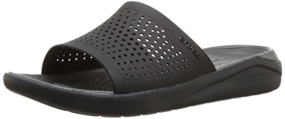 Crocs LiteRide Slide, Sandalias de Punta Descubierta Unisex Adulto, Negro (Black/Slate Grey 0dd), 41/42 EU