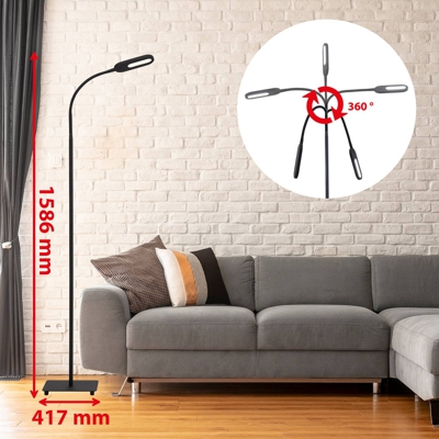 Lámpara de pie LED 1297-015 atenuable, negro