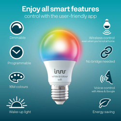 Innr bombilla LED WiFi E27 9,5W 806lm RGBW 2 ud características