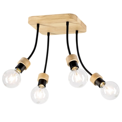 Lámpara de techo Millume roble flexible 4 luces