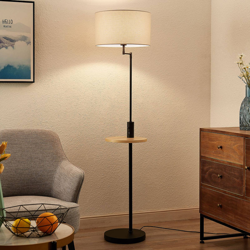 Lindby Zinia lámpara de pie, estante y USB, negro características