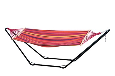 AMAZONAS Beach Set-Hamaca, Multicolor, 100 kg, Fuchsia Rojo Púrpura Amarillo, 304x91.5x78.5 cm