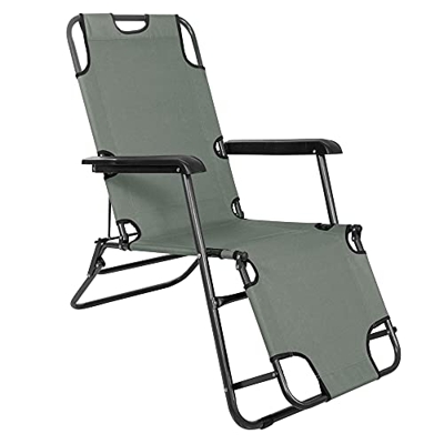 SPRINGOS Tumbona con reposabrazos, tumbona de jardín de alta calidad, ajustable en 3 posiciones, capacidad máxima de carga de 120 kg, plegable, compon