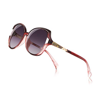 PORPEE Gafas de Sol Mujer Polarizadas, 2020 Gafas de Sol Moda con Tecnología de Incrustación de Diamante - Lente de Nylon Polarizado | UV400 Protectio