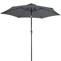 Kingsleeve sombrilla de Aluminio 300cm con 24 Luces LED Solar Antracita manivela Parasol inclinable precio