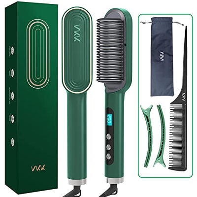 VKK Aniones Cepillo Alisado Cepillo Alisador de Pelo, Calefacción PTC, Temperatura Regulable, Anti-quemaduras, Apagar Automáticamente