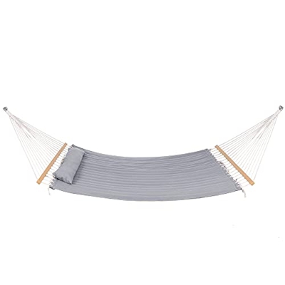SPRINGOS Hamaca para 3 personas XXL, 360 x 140 cm, con barra separadora, cojín de carga de hasta 250 kg, color gris