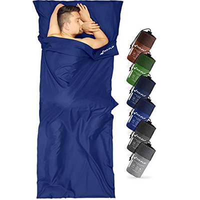 Fit-Flip Sábana Saco de Dormir Ligero de Microfibra, Sábana de Viaje, Saco de Dormir térmico, Saco de Dormir Compacto con Cremallera, Saco de Dormir L