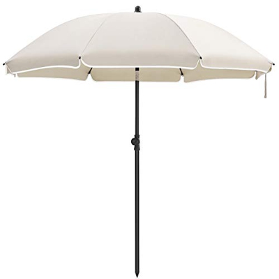 SONGMICS Parasol Arco de 1,8 m de diámetro, Parasol de Playa Octogonal de poliéster, Varillas de Fibra de Vidrio, Mecanismo de inclinación, Bolsa de T