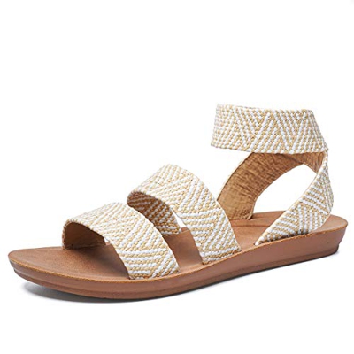 gracosy Sandalias Mujer Sandalias de Playa Flat Verano Punta Abierta Cuña Sandalias Casual Caminar Sandalias Antideslizante Zapatos Tobillo Correa Sli