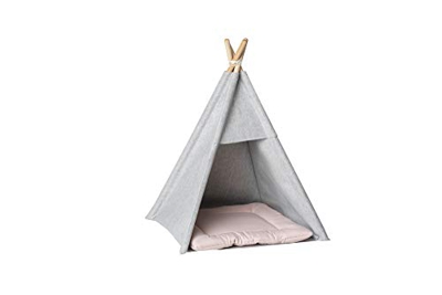 Tienda de campaña para Perros, Gatos y Mascotas, casa de Juegos para Gatos y Perros, Tienda Tipi con Almohada (M, Rosa)