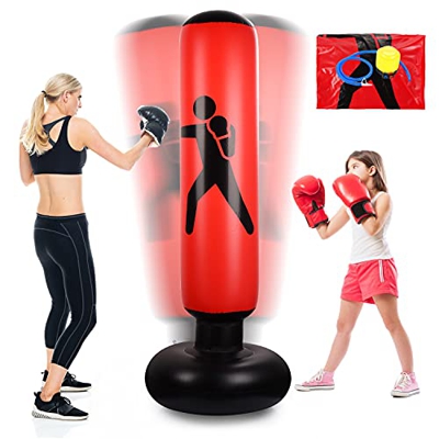 Ulikey Saco de Boxeo Inflable 160 cm, Saco de Boxeo de Pie Inflable Sacos de Arena de Boxeo Fitness, Saco de Boxeo con Bomba de Aire de Pie, para Niño