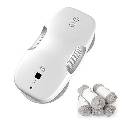 HUTT DDC55 Robot Limpiacristales, Succión 3800Pa de Frecuencia con 10X Trapo para Vidrio y Security System, Sensores Reconocimiento de Superficies y B